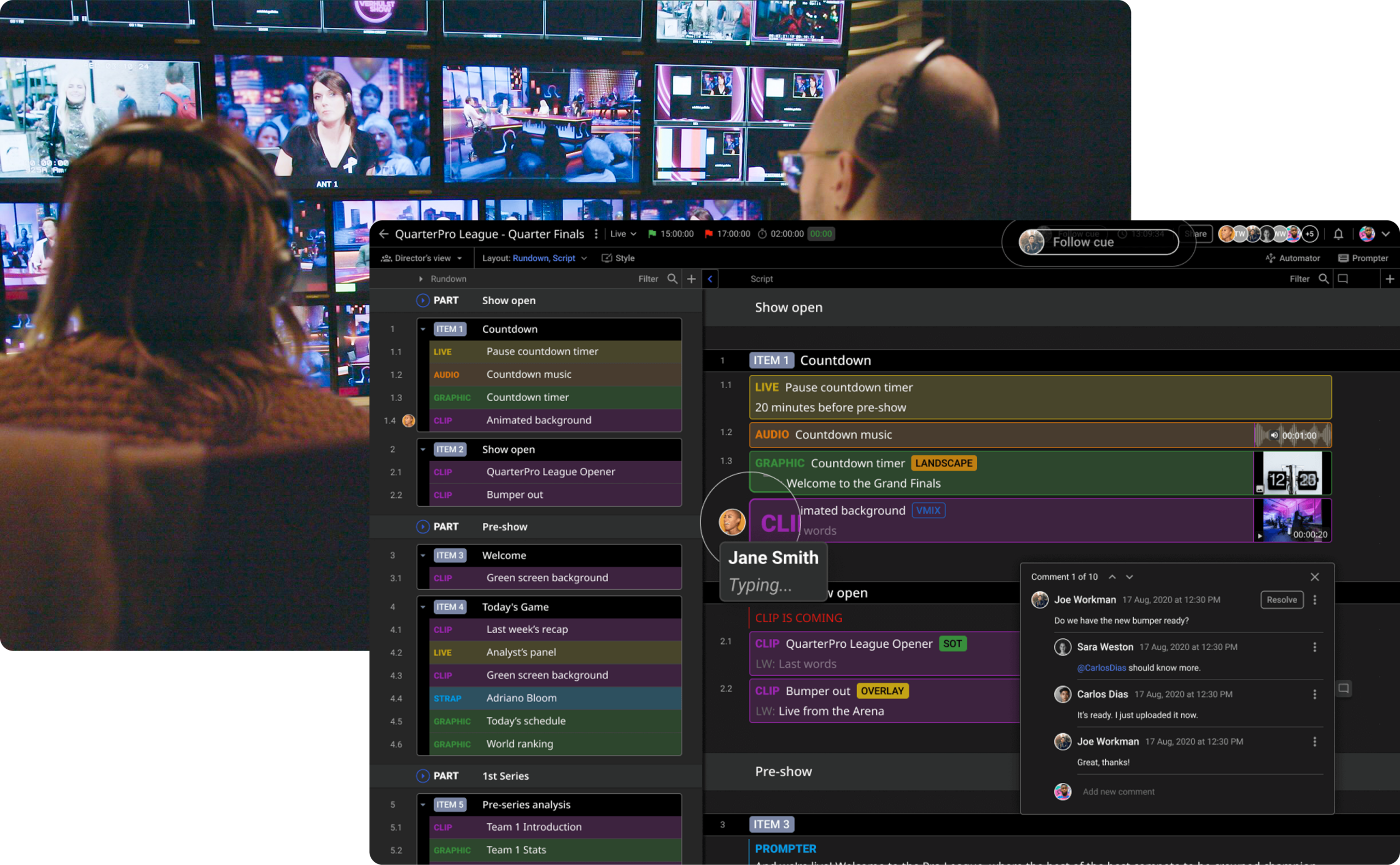 Cuez Rundown cloud-based interface