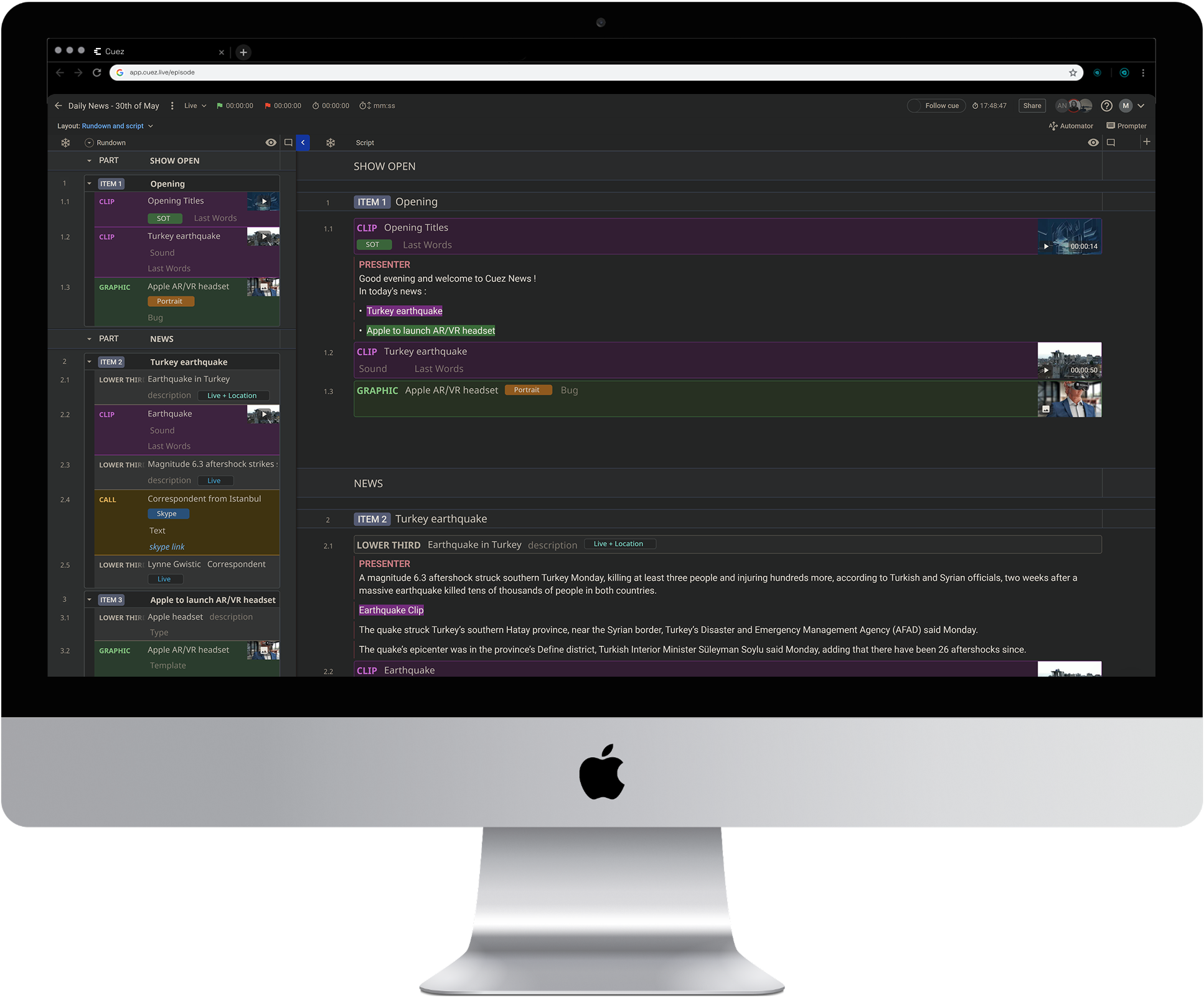 Collaborative rundown management tool